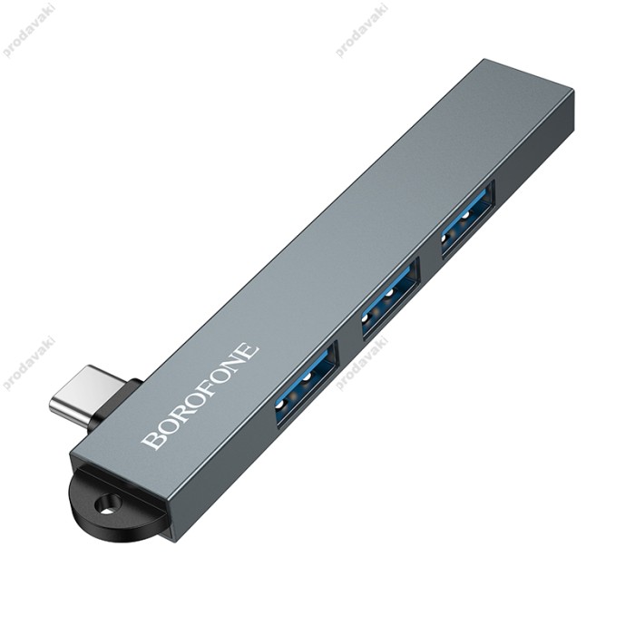 USB-Хаб BOROFONE FH1A 4в1 Type-C to USB 3.0+3xUSB 2.0 Grey
