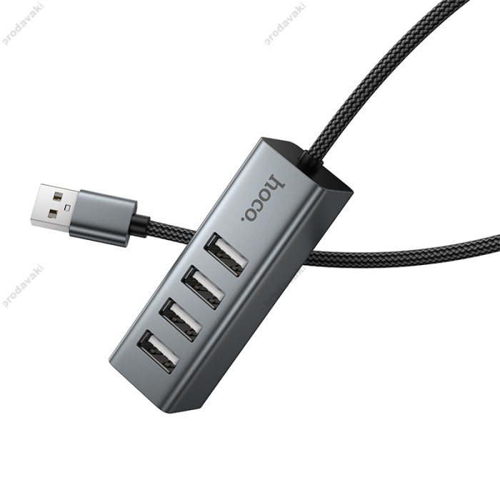 USB-Хаб Hoco HB1A converter USB to 4xUSB 2.0 Grey