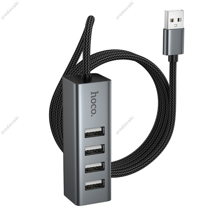 USB-Хаб Hoco HB1A converter USB to 4xUSB 2.0 Grey