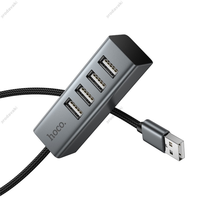 USB-Хаб Hoco HB1A converter USB to 4xUSB 2.0 Grey
