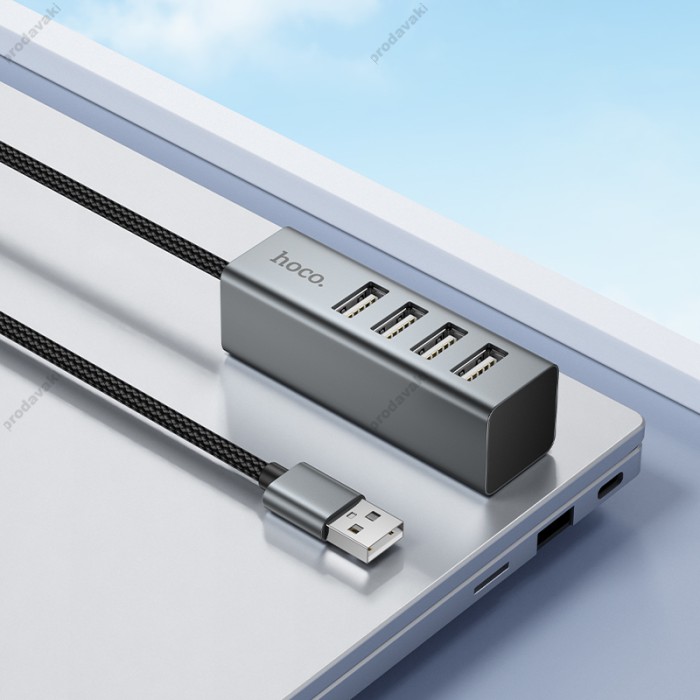 USB-Хаб Hoco HB1A converter USB to 4xUSB 2.0 Grey