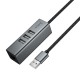 USB-Хаб Hoco HB1D converter 4в1 USB to 3xUSB 2.0+RJ45 Grey