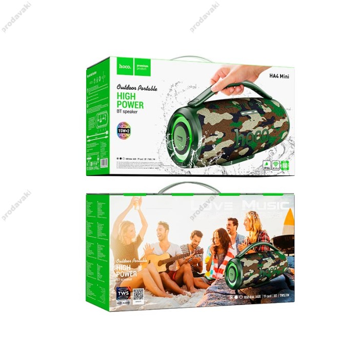 Портативна колонка Bluetooth HOCO HA4 mini Surge outdoor speaker 30W Camouflage-Green