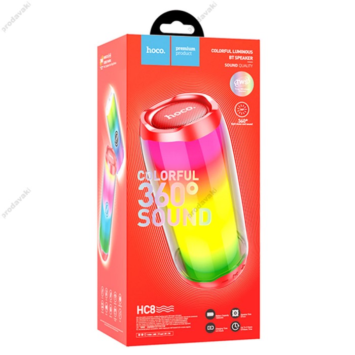 Портативна колонка Bluetooth HOCO HC8 Pulsating colorful luminous wireless 10W Red