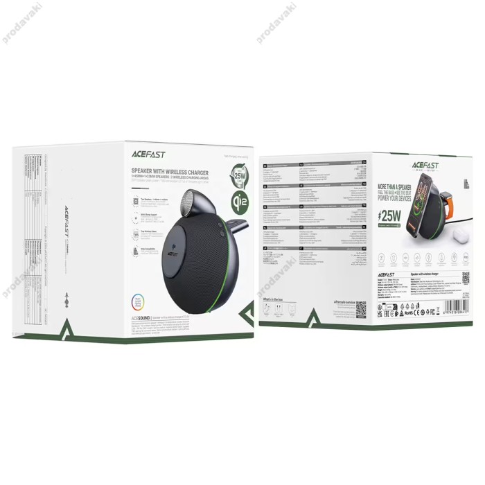 Портативна колонка Bluetooth ACEFAST K10 Air speaker with wireless charger BT5.4 RGB 20W Black