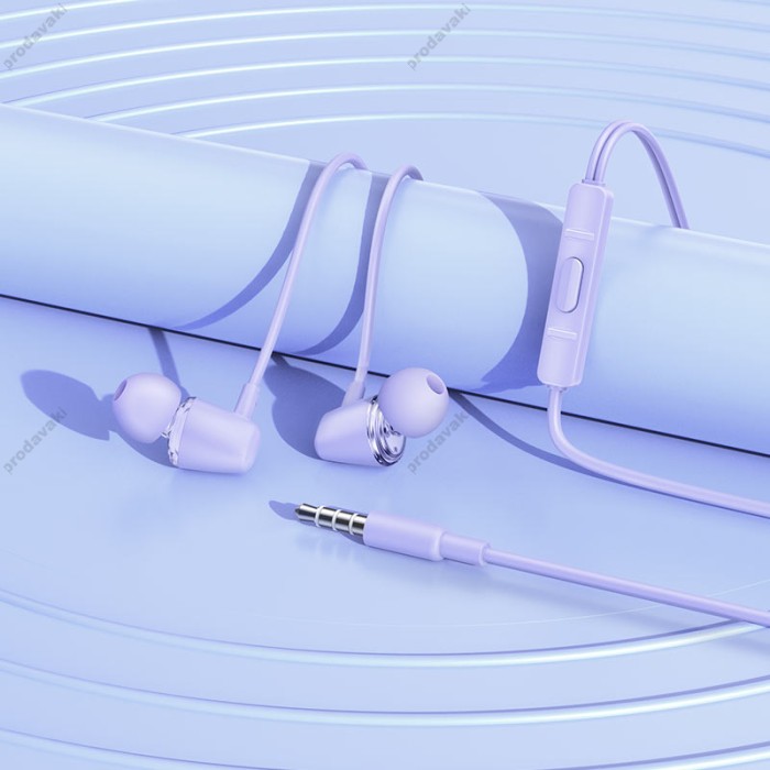 Дротові навушники HOCO M107 Discoverer universal earphones with mic 3.5mm Purple