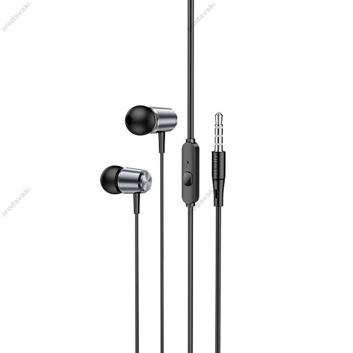 Дротові навушники HOCO M108 Spring metal universal earphones with mic 3.5mm Black