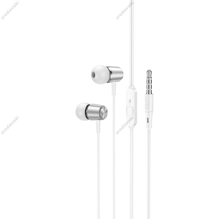 Дротові навушники HOCO M108 Spring metal universal earphones with mic 3.5mm Silver