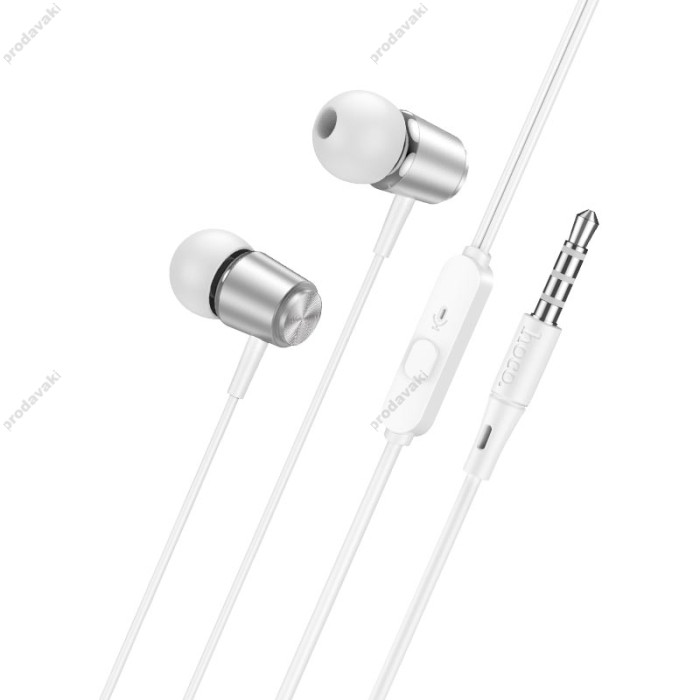 Дротові навушники HOCO M108 Spring metal universal earphones with mic 3.5mm Silver