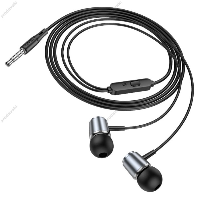 Дротові навушники HOCO M108 Spring metal universal earphones with mic 3.5mm Black