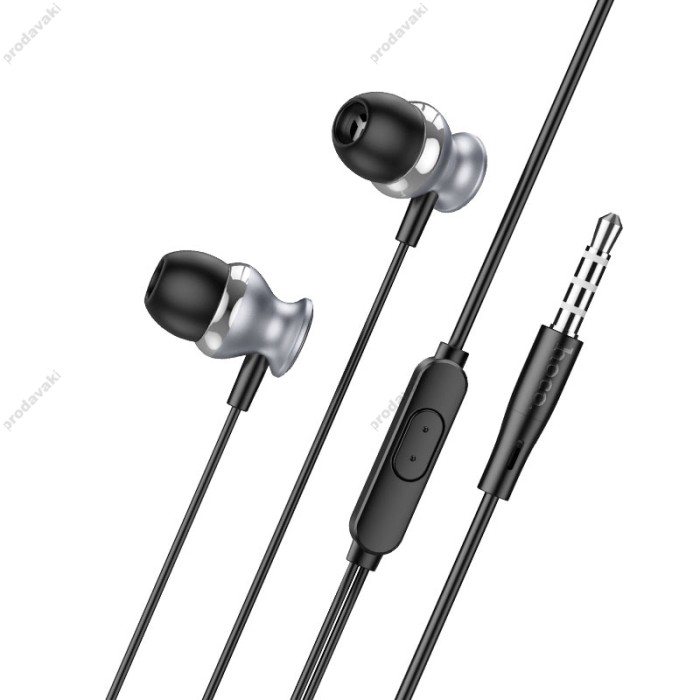 Дротові навушники HOCO M106 Fountain metal universal earphones with microphone 3.5mm Grey