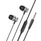 Дротові навушники HOCO M106 Fountain metal universal earphones with microphone 3.5mm Grey