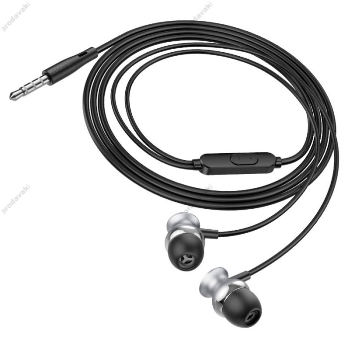Дротові навушники HOCO M106 Fountain metal universal earphones with microphone 3.5mm Grey