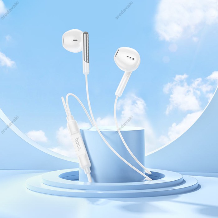 Дротові навушники HOCO M123 Glory universal earphones with microphone 3.5mm White