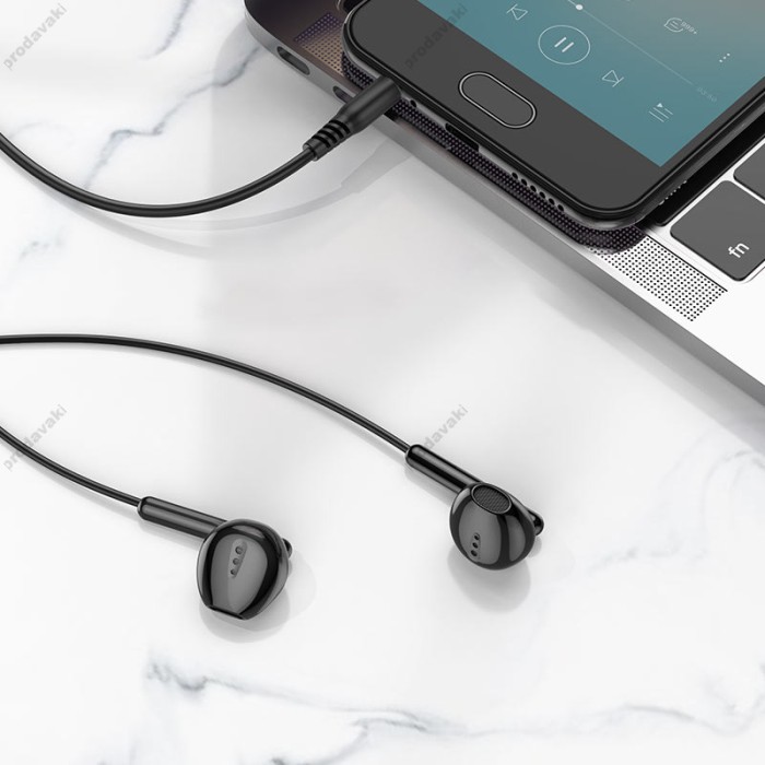 Дротові навушники HOCO M123 Glory universal earphones with microphone 3.5mm Black