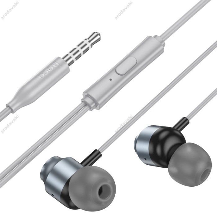 Дротові навушники HOCO M122 Power metal universal earphones with microphone 3.5mm Metal-grey