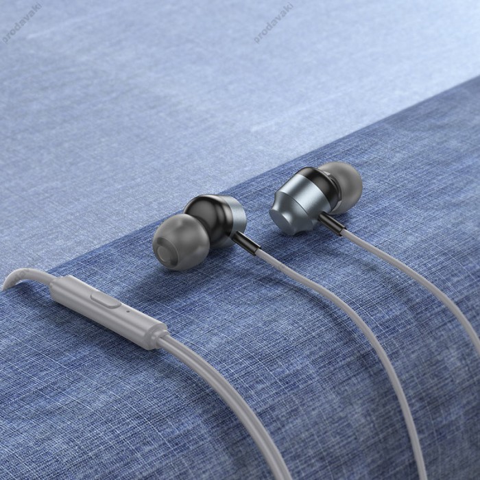 Дротові навушники HOCO M122 Power metal universal earphones with microphone 3.5mm Metal-grey