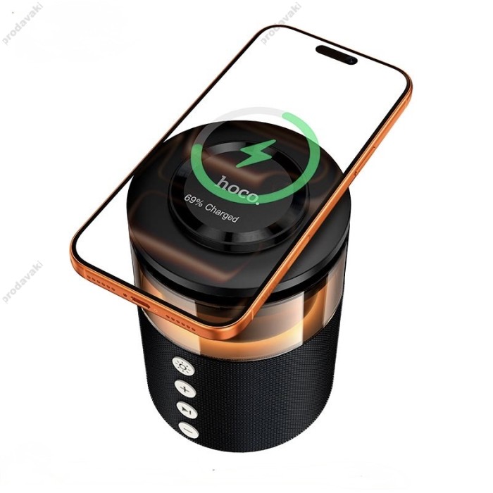Беспровідний зарядний пристрій HOCO DWQ05 Sunset BT Speaker with 3in1 wireless charger 15W Black