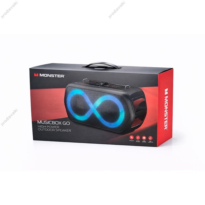 Портативна колонка Bluetooth MONSTER M176 Musicbox Go (MS22132) IPX5 2-ма мікрофонами 80W Black