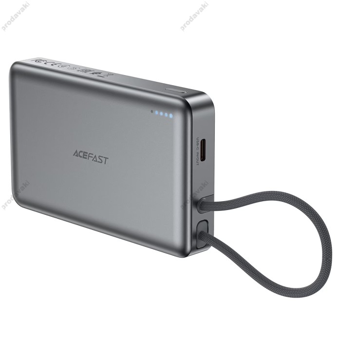 Повербанк портативний акумулятор Power bank Acefast M18 magnetic with cable магнітний 22.5W 10000 mAh Black