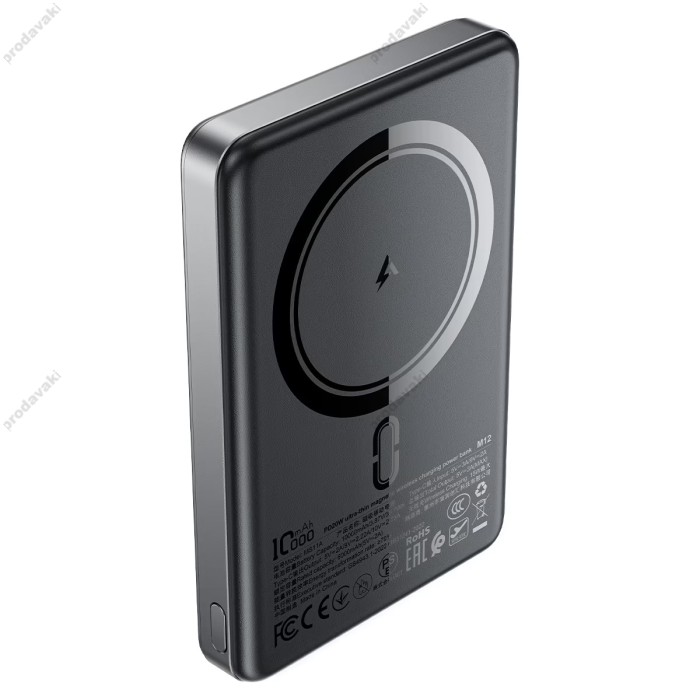 Повербанк портативний акумулятор Power bank Acefast M12 ultra-thin MagSafe магнітний 20W 10000 mAh Black