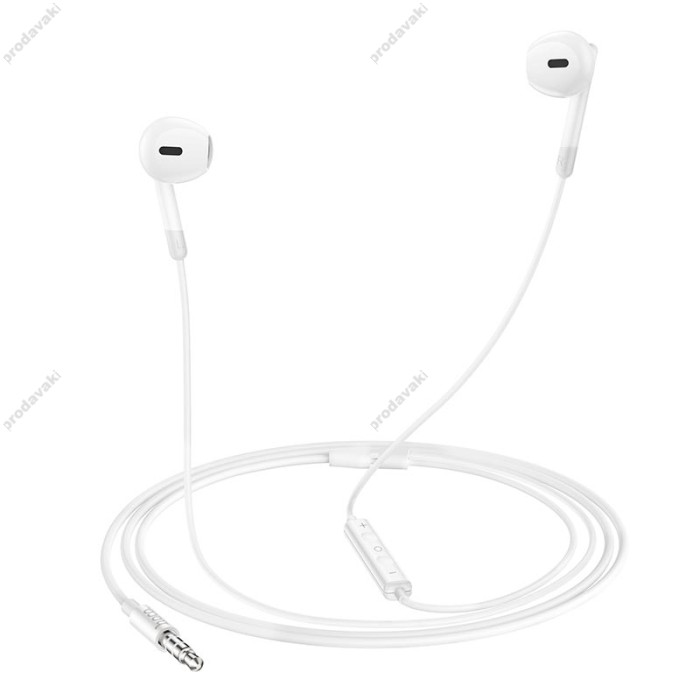 Дротові навушники HOCO M109 Pure joy wire control earphones with microphone 3.5mm White
