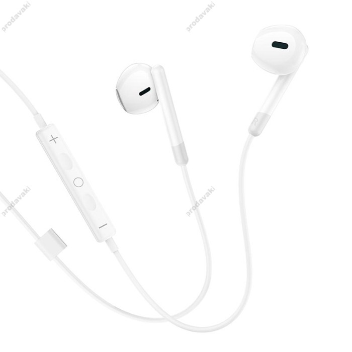 Дротові навушники HOCO M109 Pure joy wire control earphones with microphone 3.5mm White
