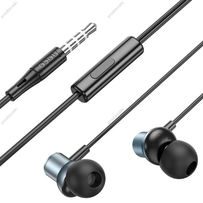 Дротові навушники HOCO M110 Encourage metal universal earphones with mic 3.5mm Grey