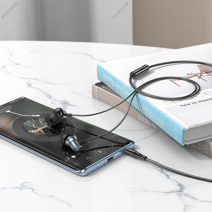 Дротові навушники HOCO M110 Encourage metal universal earphones with mic 3.5mm Grey