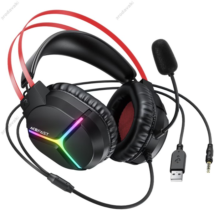 Дротові навушники ACEFAST H16 gaming wired headset IPX4 USB, 3.5mm Black