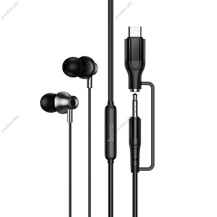 Дротові навушники HOCO M119A Mia universal earphones with microphone Type-C 3.5mm Black