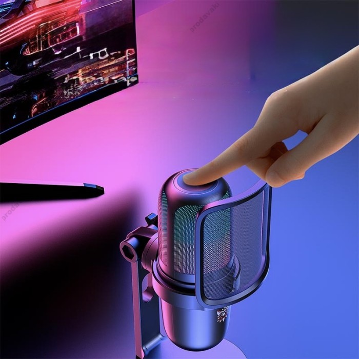 Мікрофон провідний настільний Onikuma M730 microphone RGB Type-C 2m Black