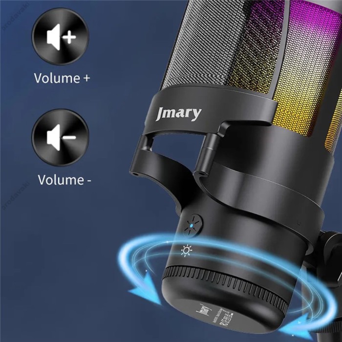 Мікрофон провідний настільний Jmary MC-PW13 Zero Latency Monitor Mic RGB Black