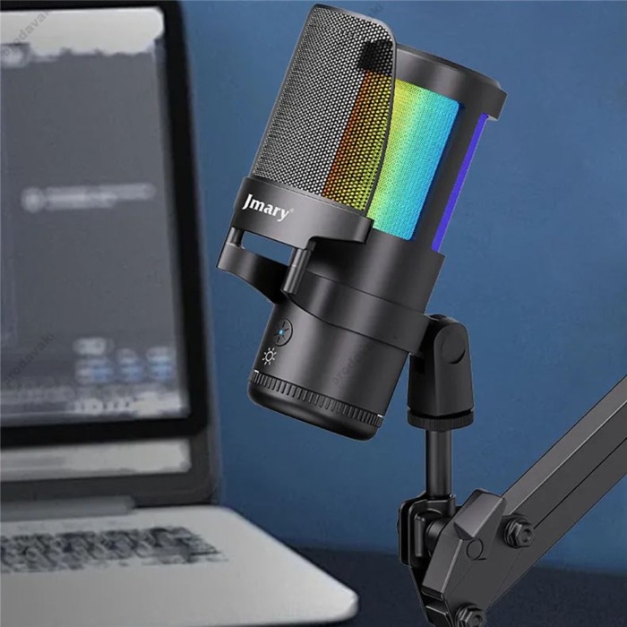 Мікрофон провідний настільний Jmary MC-PW13 Zero Latency Monitor Mic RGB Black