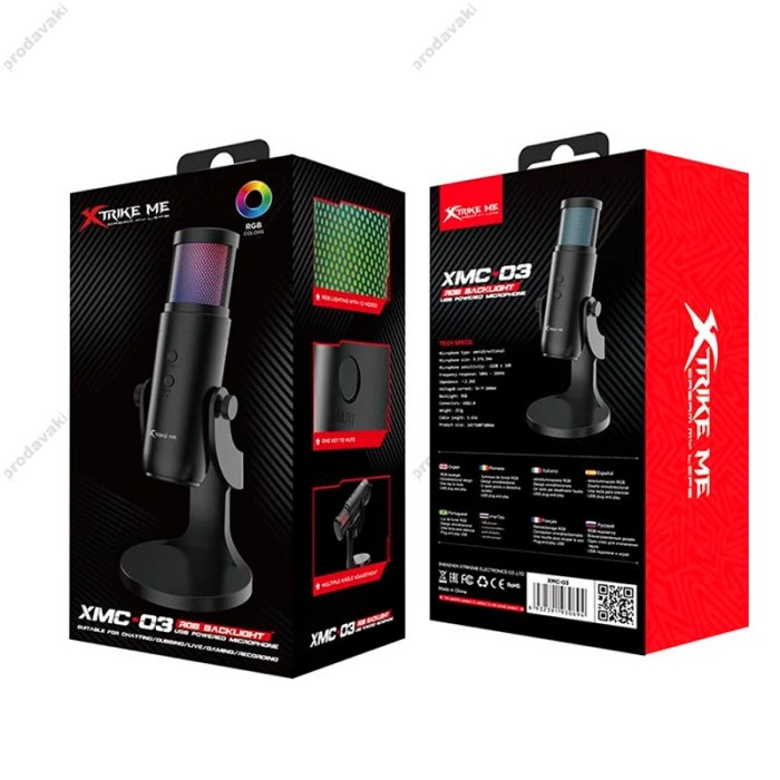 Мікрофон провідний настільний XTRIKE XMC-03 RGB USB 3.0 1.5m Black