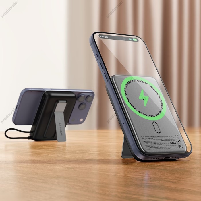Повербанк портативний акумулятор Power bank Acefast M24 fast charging MagSafe магнітний 22.5W 10000 mAh Grey
