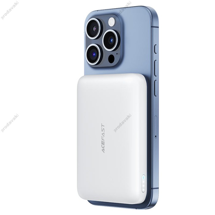 Повербанк портативний акумулятор Power bank Acefast M25 fast wireless charging MagSafe магнітний 20W 5000 mAh White