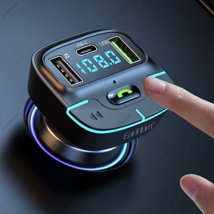 FM трансмітер Earldom ET-M101 Black з Bluetooth 5.3