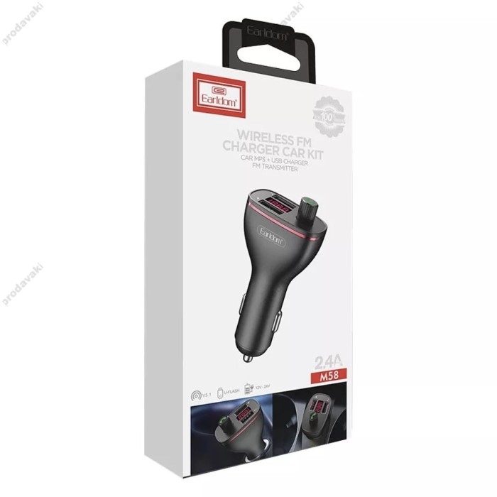 FM-трансмітер Earldom ET-M58 Black з Bluetooth 5.3