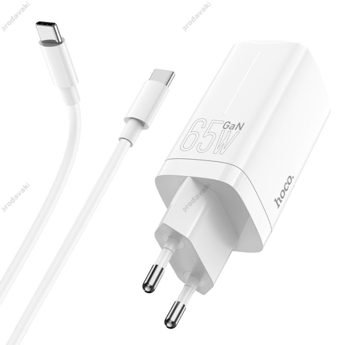 Мережевий зарядний пристрій HOCO N16 Scenery GaN charger Type-C cable 65W White
