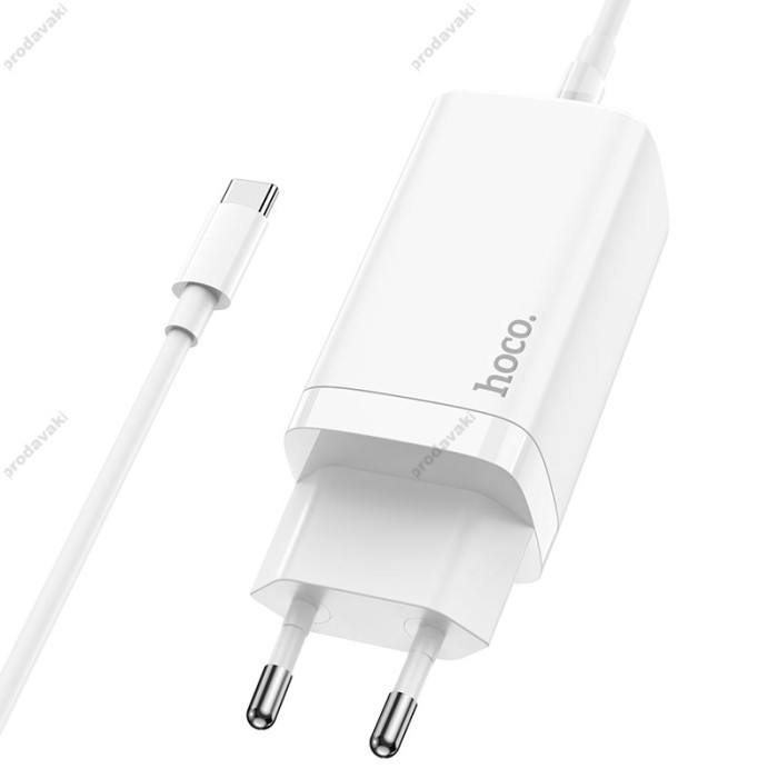 Мережевий зарядний пристрій HOCO N16 Scenery GaN charger Type-C cable 65W White