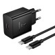 Мережевий зарядний пристрій HOCO N77 Star single port Type-c Cable 45W Black