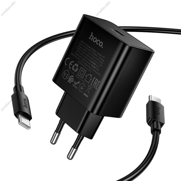Мережевий зарядний пристрій HOCO N77 Star single port Type-c Cable 45W Black