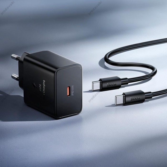 Мережевий зарядний пристрій HOCO N77 Star single port Type-c Cable 45W Black