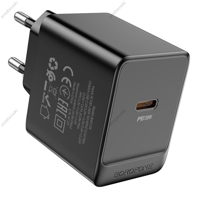 Мережевий зарядний пристрій Borofone BAS13A Erudite single port charger 20W Black