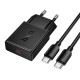 Мережевий зарядний пристрій HOCO N74 Speed single-port PD ultra-thin charger Type-C cable 25W Black