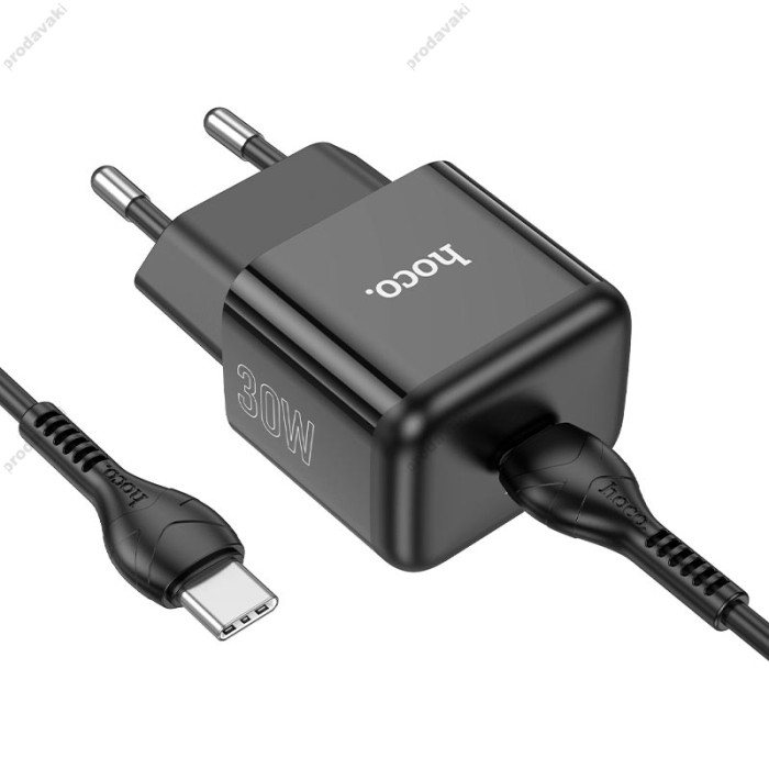 Мережевий зарядний пристрій Hoco N32 Glory Home Charger Cable Type-C 30W Black