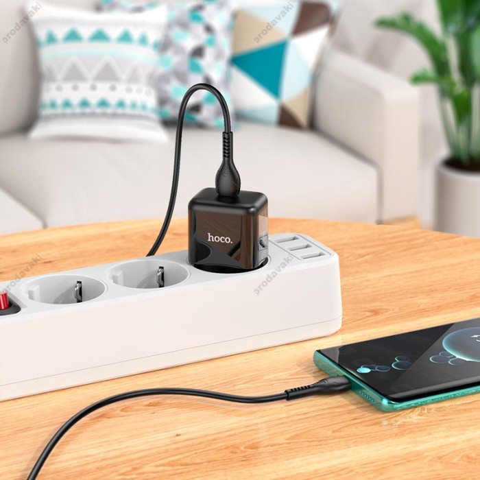 Мережевий зарядний пристрій Hoco N32 Glory Home Charger Cable Type-C 30W Black