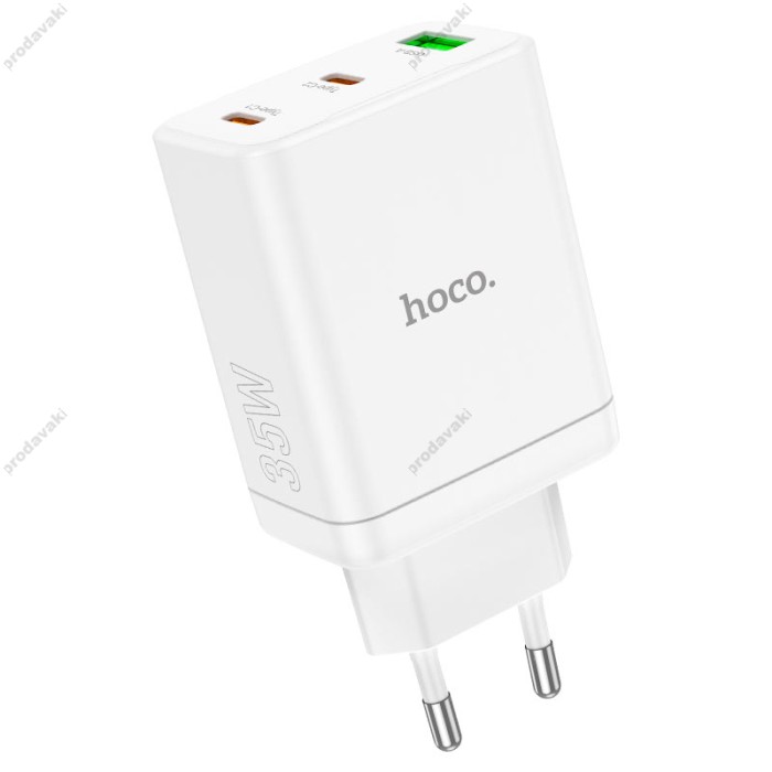 Мережевий зарядний пристрій Hoco N33 Start three-port charger Lightning cable 35W White