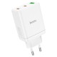Мережевий зарядний пристрій Hoco N33 Start three-port charger Lightning cable 35W White